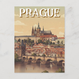 Prague Castle and charles Bridge Travel Postcard