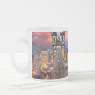 Prague castle frosted glass coffee mug