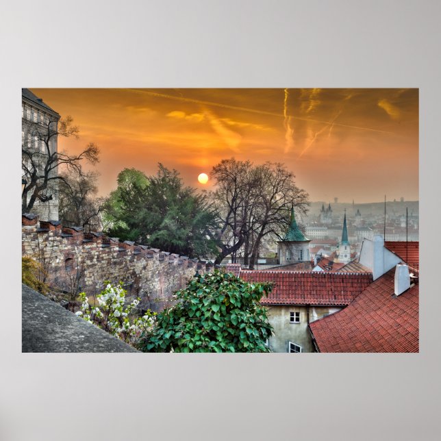 Prague Castle Stairs Morning Poster (Front)