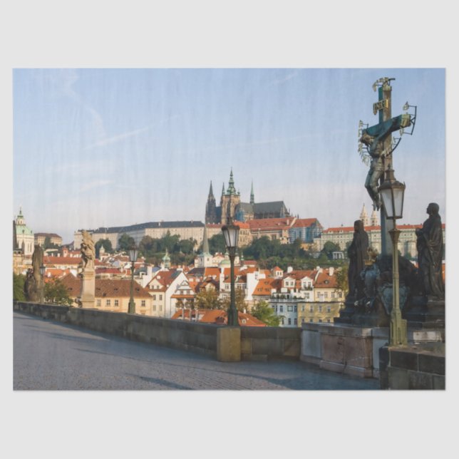 Prague Castle view from Charles bridge, Czech R. Tissue Paper (Front)