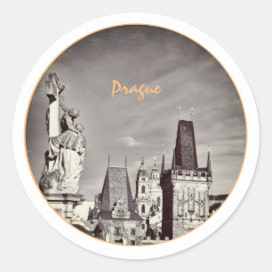 Prague & Charles Bridge, Christ, Castle / Czechia Classic Round Sticker