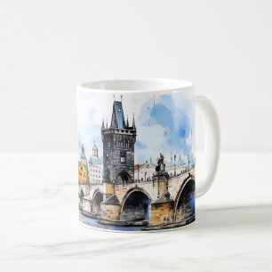 Prague: Charles Bridge Watercolor Coffee Mug