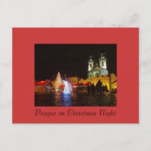 Prague Christmas Night Postcard
