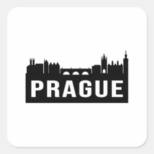 Prague City Cityscape Skyline Travel Funny Gift Square Sticker