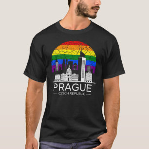 Prague City Czech Republic Rainbow Flag T-Shirt