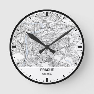 Prague Clock City Line Art