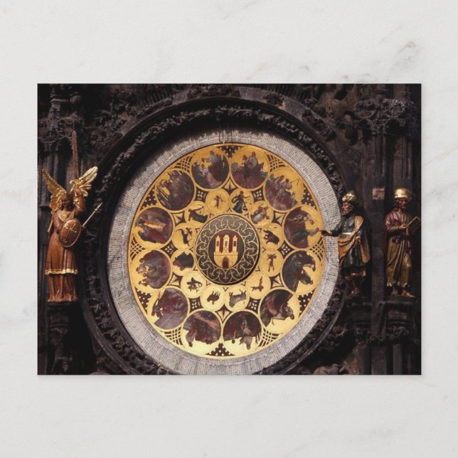 Prague Clock Decoration Postcard (Front)
