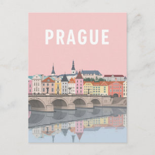 Prague Colourful Riverside View Postcard