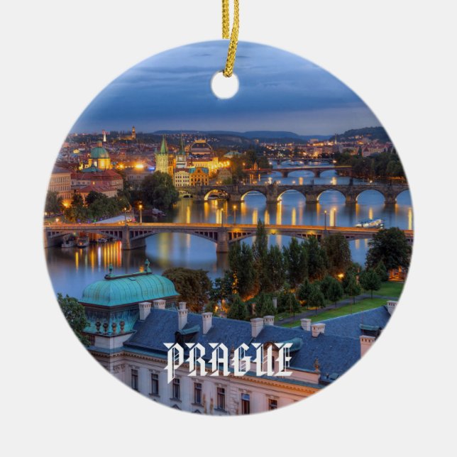 Prague Customisable Christmas Ceramic Tree Decoration (Front)