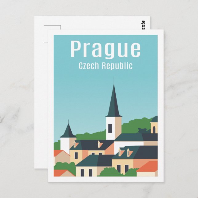 Prague Czech Famous Travel Place Illustration Postcard (Front/Back)