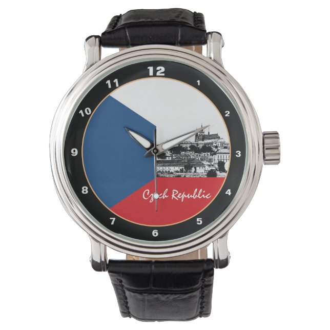 Prague & Czech flag - historical Czechia /sports Watch (Front)