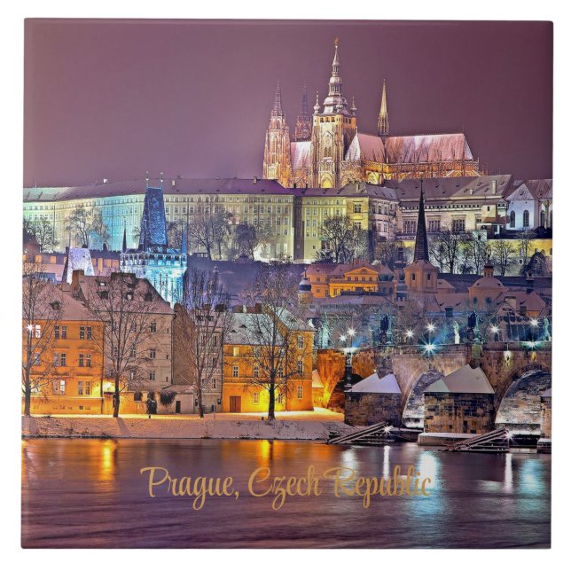 Prague, Czech Republic cityscape Tile (Front)