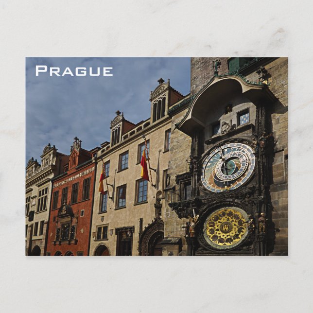Prague Czech Republic Clock Travel Photo Postcard (Front)