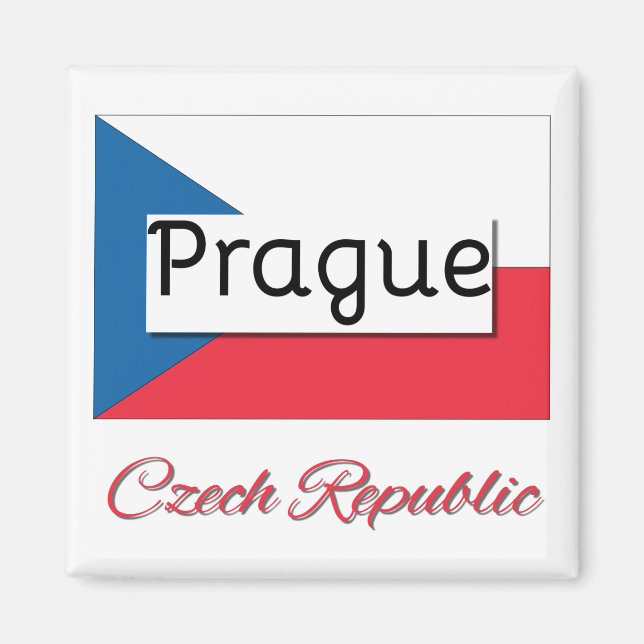 Prague Czech Republic Flag Magnet (Front)