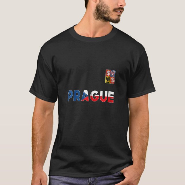 Prague Czech Republic Heart Flag Lion Coat Of Arm  T-Shirt (Front)