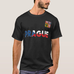 Prague Czech Republic Heart Flag Lion Coat Of Arm T-Shirt