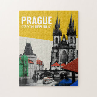 Prague Czech Republic Old Town Skyline Collage Jigsaw Puzzle