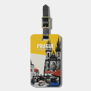 Prague Czech Republic Old Town Skyline Collage Luggage Tag