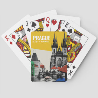 Prague Czech Republic Old Town Skyline Collage Playing Cards