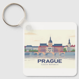 Prague Czech Republic Pastel Travel  Key Ring
