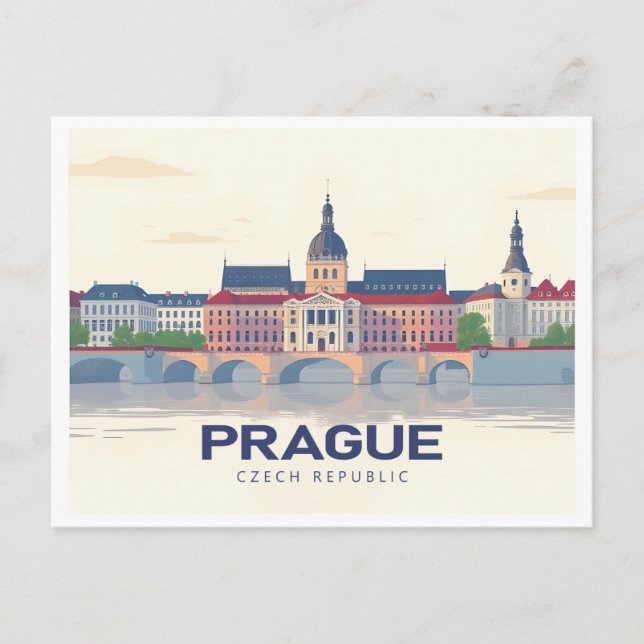 Prague Czech Republic Pastel Travel  Postcard (Front)