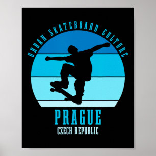 Prague Czech Republic Skateboarder Urn Skateboardi Poster