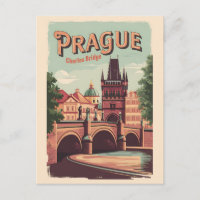 Prague Czech Republic Travel Art Vintage
