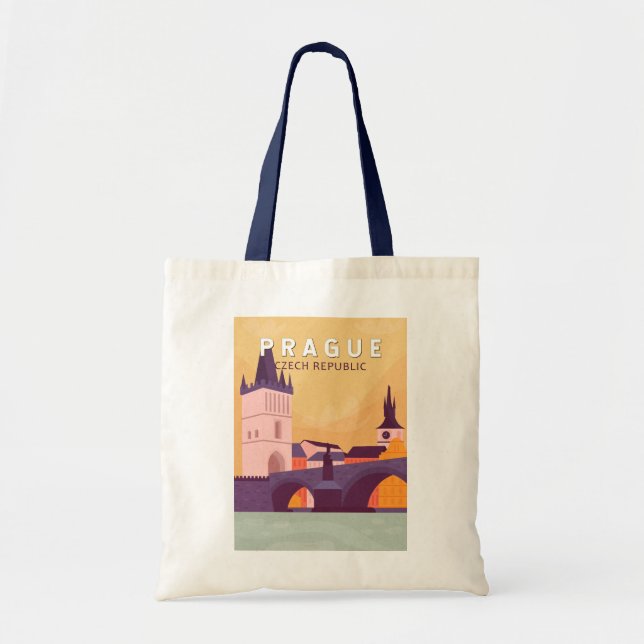 Prague Czech Republic Travel Art Vintage Tote Bag (Front)