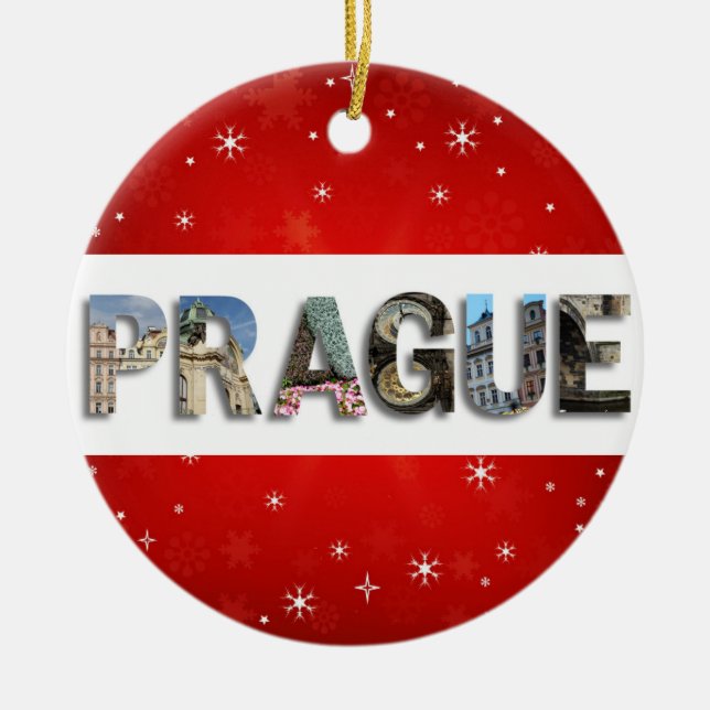 Prague Czech Republic Travel Photos Christmas Ceramic Tree Decoration (Front)