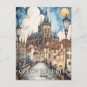 Prague Czech Republic Travel Postcard