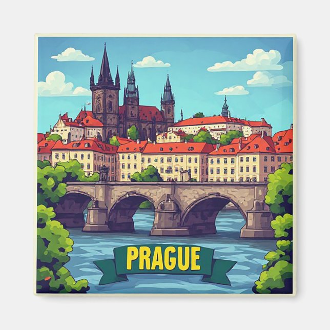 🧲 Prague Czech Republic Vacation Keepsake For Tri Magnet (Front)