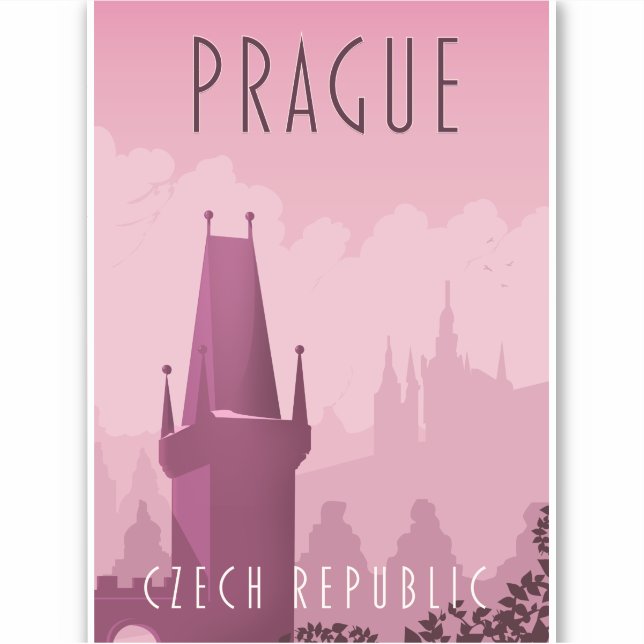 Prague Czech Republic vintage style travel poster (Front)