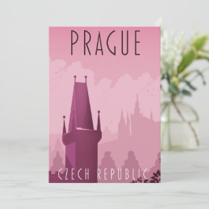 Prague Czech Republic vintage style travel poster Invitation
