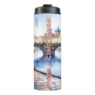 Prague - Czech Republic Watercolor Sketch   Thermal Tumbler
