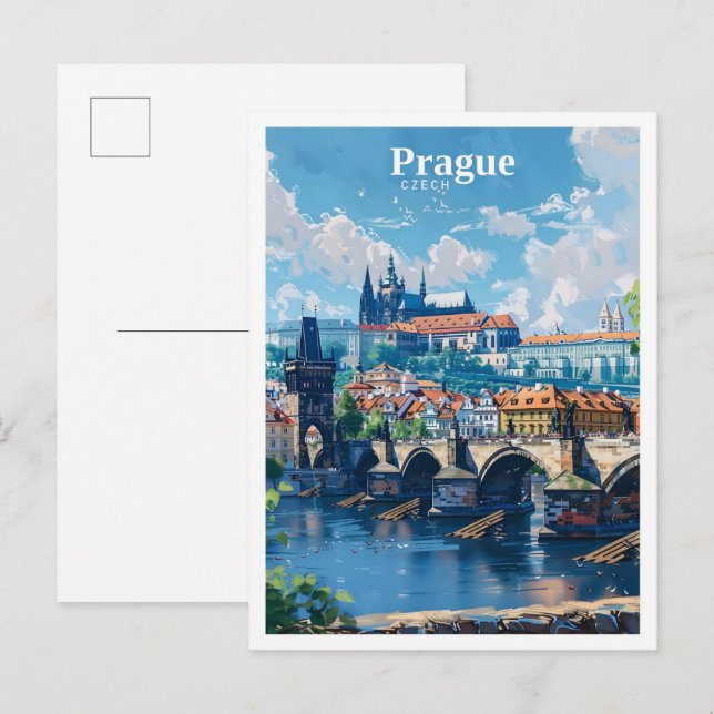 Prague Czechia Art Vintage Travel  Postcard (Front/Back)