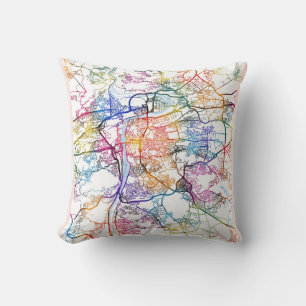 Prague Czechia City Map Cushion