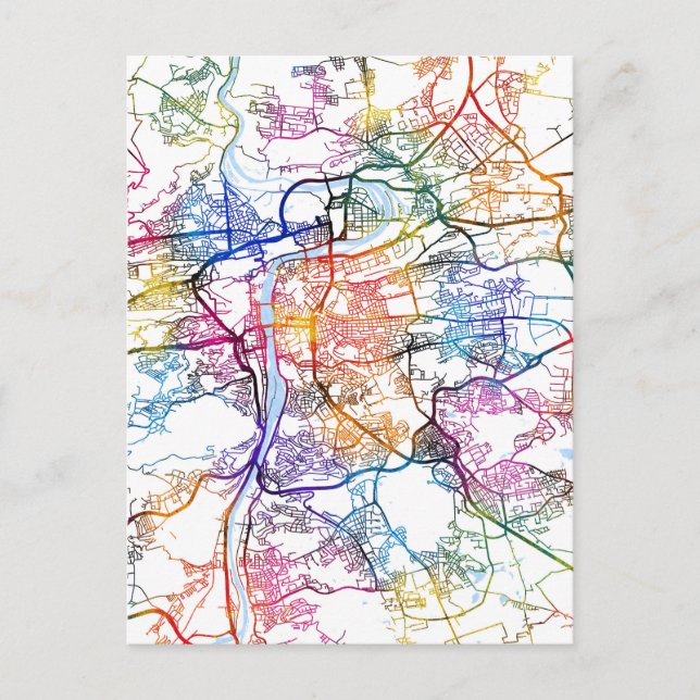 Prague Czechia City Map Postcard (Front)