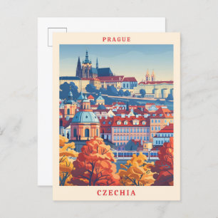 Prague Czechia Elegant Art Vintage Travel Postcard