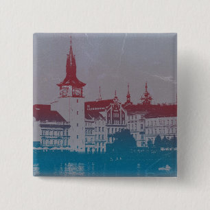 Prague Golden city 15 Cm Square Badge