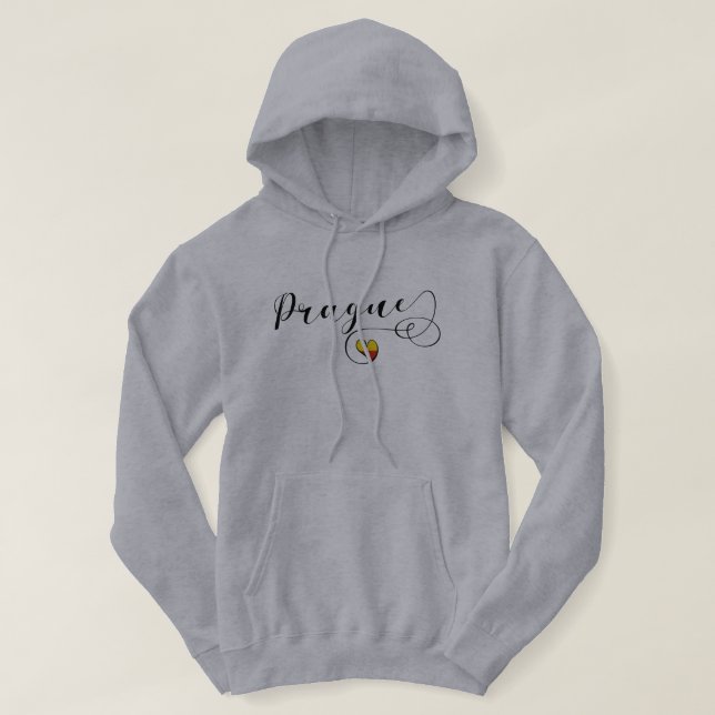 Prague Heart, Czech Republic Hoodie (Design Front)