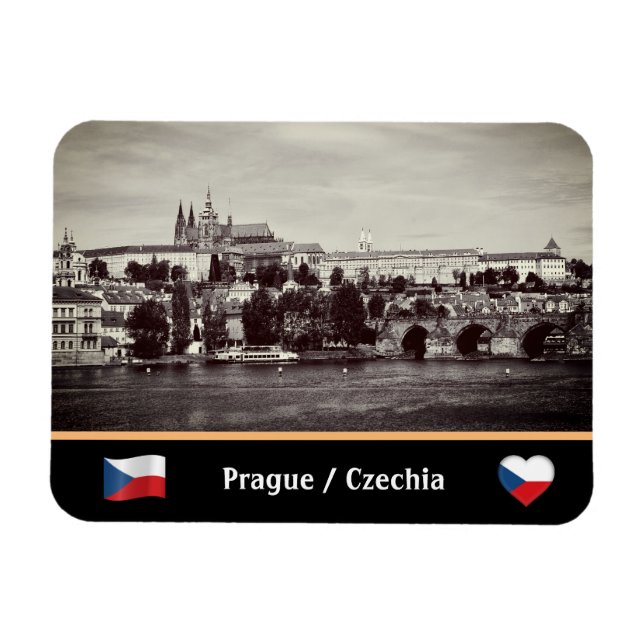Prague, Hradcany & Charles Bridge /Czechia Magnet (Horizontal)