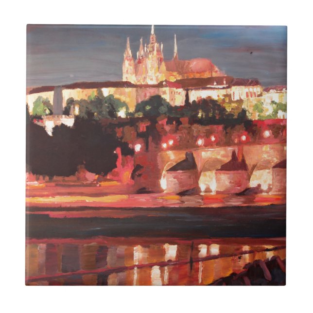 Prague - Hradschin with Charles Bridge Tile (Front)