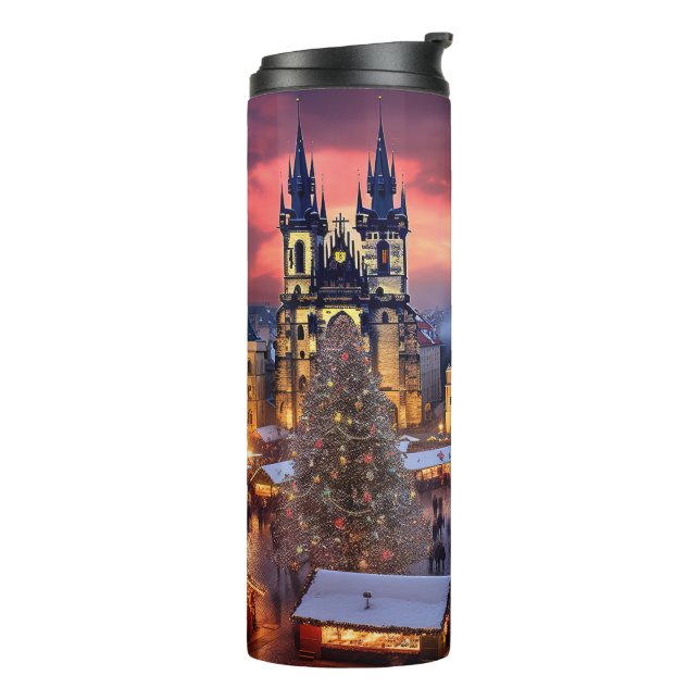 Prague market Christmas  Thermal Tumbler (Rotated Left)