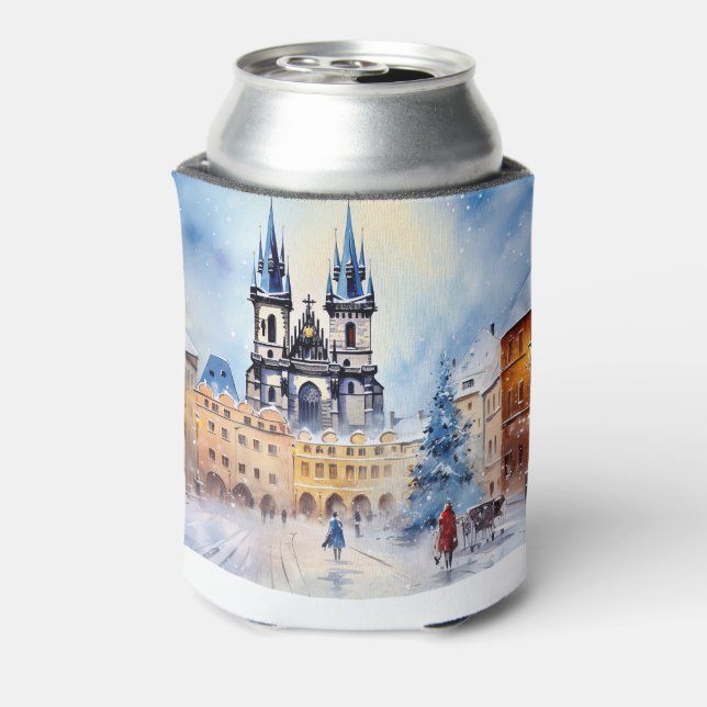 Prague night in Czech Republic Can Cooler (Can Back)