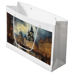 Prague night in Czech Republic Large Gift Bag