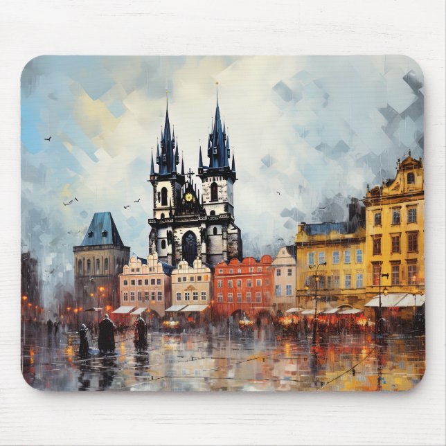 Prague night in Czech Republic Mouse Pad (Front)