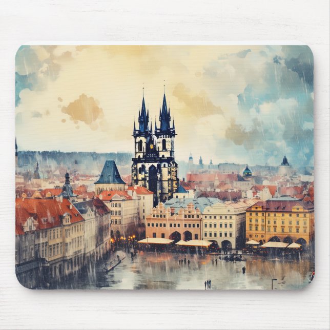 Prague night in Czech Republic  Mouse Pad (Front)