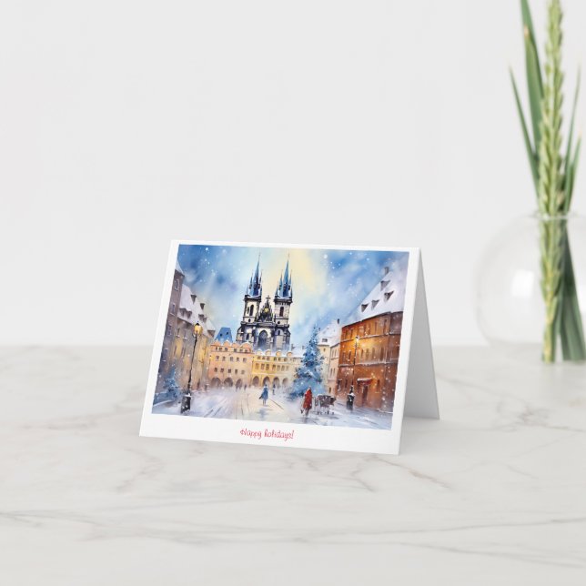 Prague night in Czech Republic Thank You Card (Front)
