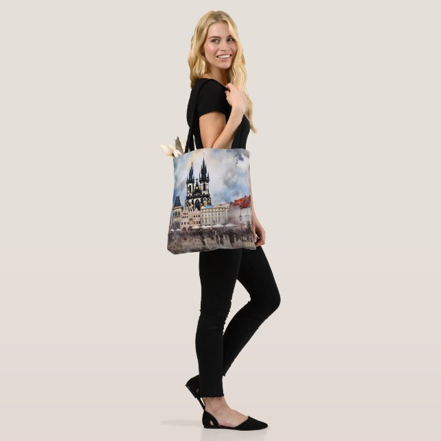  Prague night in Czech Republic Tote Bag (On Model)