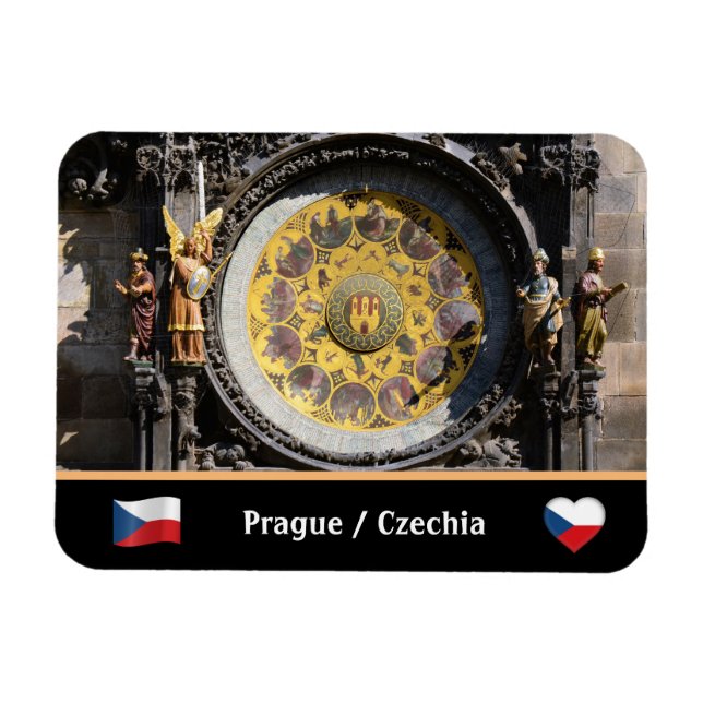 Prague & Orloj - Astronomical Clock /Czechia Magnet (Horizontal)